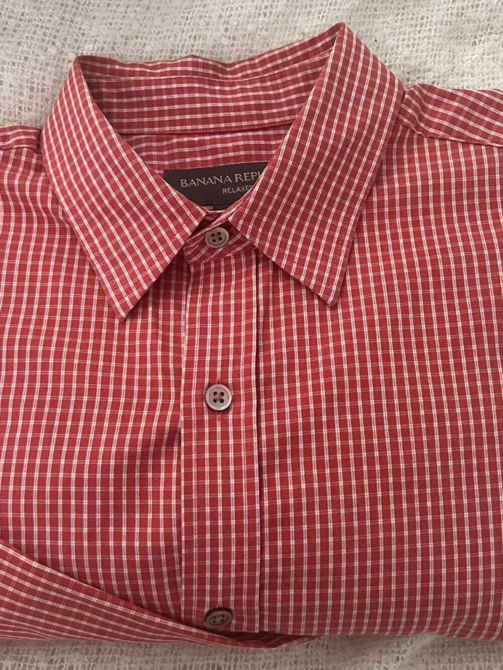 NEW Banana Republic Shirt Mens MEDIUM Brick Relaxed Fit Long Sleeve Button